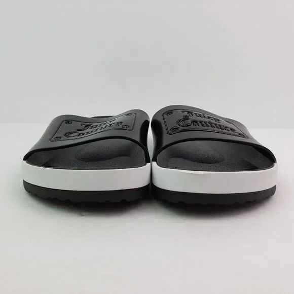 Juicy Couture Womens Size 8 Black White Slip On Casual Slide Sandals - Picture 6 of 11